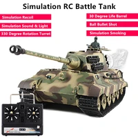 True Restoration RC Battle Tank Rotation Shot Turret Lift Barrel Simulation Recoil Sound LED Light Smoking Remote Control Tank 1