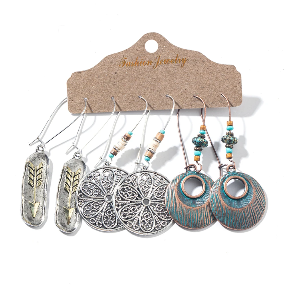 Bohemian Earrings Set Vintage Shell Tassel Oversize Round Hoop Dangle Drop Earrings For Women Indian Jewelry Party Gift - Окраска металла: E022008