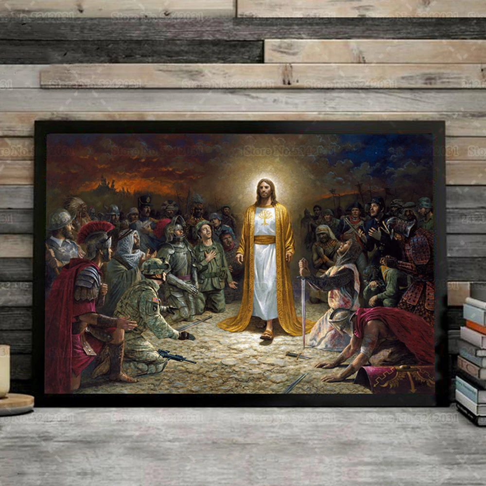Jesus Save The World Full Drill Diamond Painting Christian King of Kings Hero Soldiers Embroidery Cross Stitch Decoration | Дом и сад