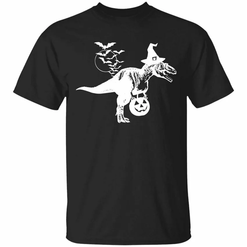 Halloween Trex Dinosaur Witch Hat Pumpkin Black Navy T-Shirt S-3Xl Printing Tee Shirt |