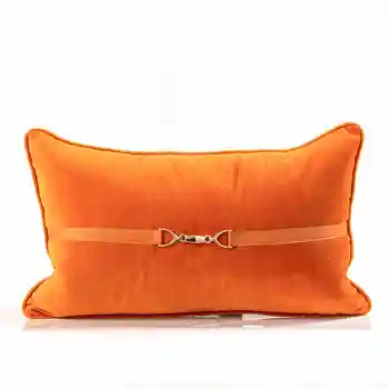 

50x30cm Metal buckle waist pillow case sofa decorative orange back cushion cover lumbar pillow cover backrest