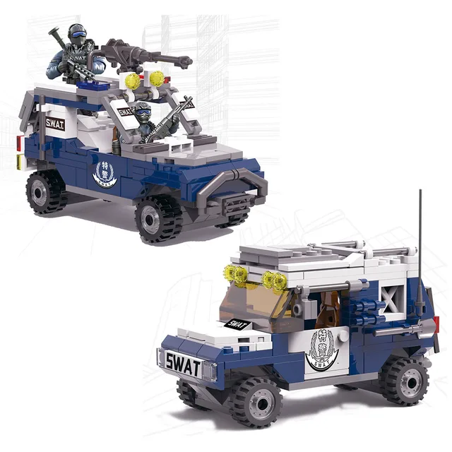 Modern Army Military Soldier City Police SWAT Tank Artillery Model Building Blocks Bricks Kids Toys Gift 4