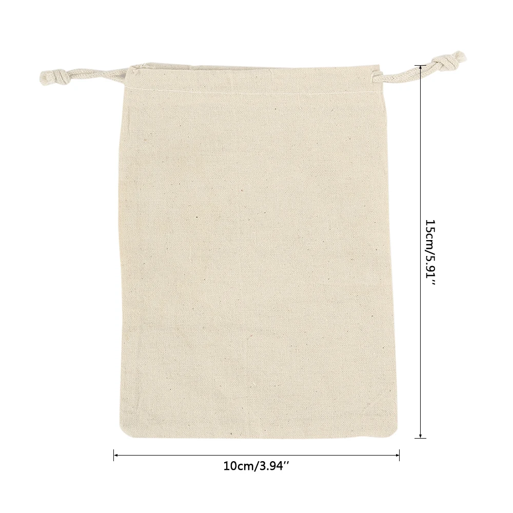 10x15cm 10PC/lot Cotton Drawstring Bag Reusable Shopping Linen Bag Coin Travel Storage Christmas Gift Pouch - Цвет: 10x15cm