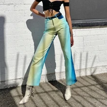 

Fashion Gradient Patchwork Y2K Loose Cargo Pants Women's High Waist Street Wear Wide Leg Pants Korean Fashion Harajuku Jogger