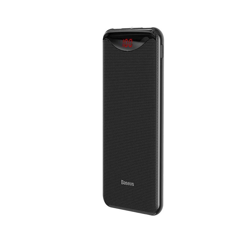 Black Power Bank Baseus тонкий внешний аккумулятор 10000 мАч с двумя usb-портами и фонариком для iPhone 11 Pro samsung, портативный внешний аккумулятор - Цвет: Black Power Bank