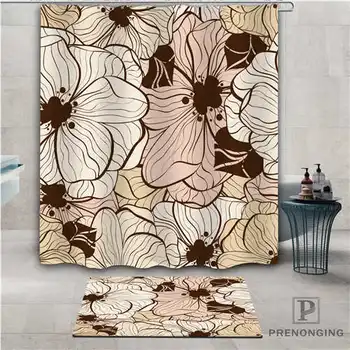 

Custom flower background (1) Waterproof Shower Curtain Doormat Home Bath Bathroom Polyester Fabric Multi Sizes#2019-01-12-168