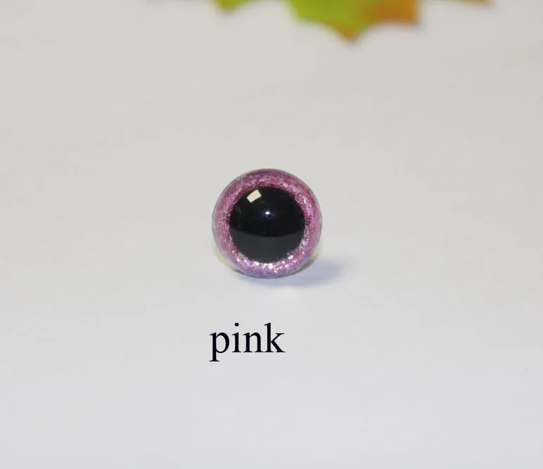 pink 100 шт- N18-13mm- 24 мм блестящие круглые безопасные прозрачные для игрушек глаза+ Жесткая шайба+ блестящая ткань для самодельных кукол- выбор цвета - Цвет: pink
