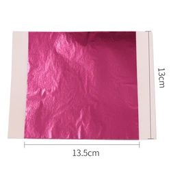 100 Pieces of Green and Gold Foil Leaf Sheets for Art, Crafts, Furniture Decoration, and Nail Art (Pink)