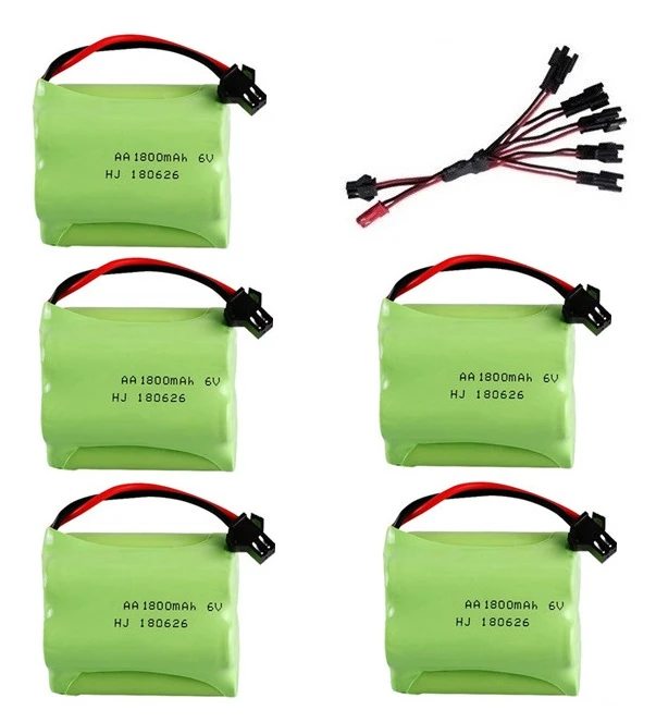 SM Plug) Ni-MH 6v 1800mah батарея+ USB зарядное устройство для радиоуправляемых игрушек машинки танки роботы лодки пистолеты 5* AA 6v аккумуляторная батарея - Цвет: Dark Khaki