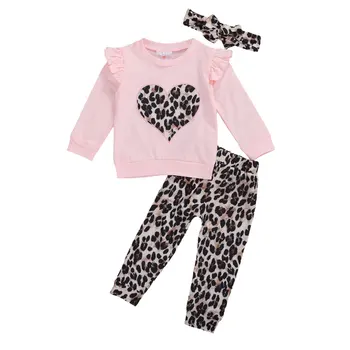 

New 3Pcs Toddler Kid Baby Girl 9M-5T Clothes Top T-shirt Pants Leggings Leopard Outfits