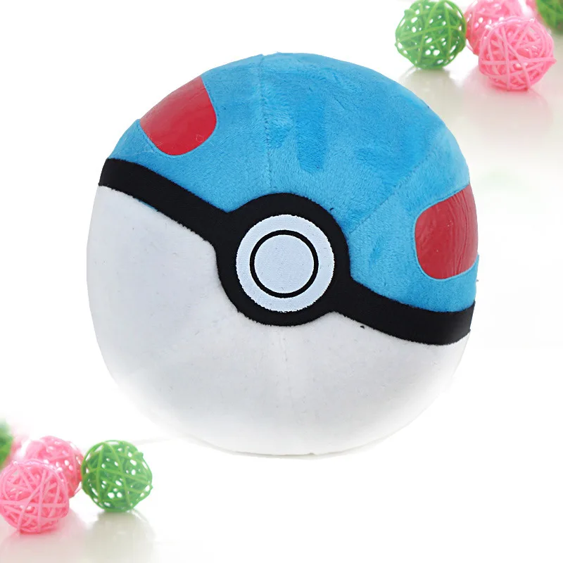 16*16CM Japan Anime Kawaii Plush Cute pokemones Pokeball Pocket Doll Animals Soft Stuffed Toys For Children Gift ball - Цвет: Синий