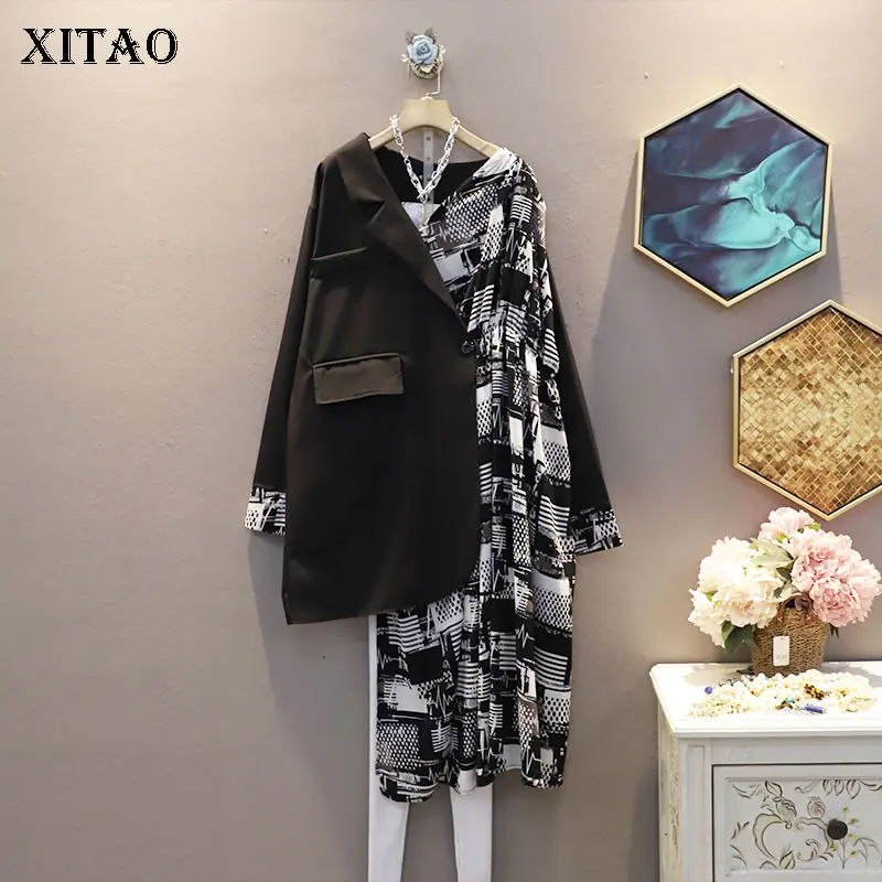 XITAO Irregular Patchwork Print Pattern Dress Women 2020 Autumn Casual Fashion New Style Temperament Full Sleeve Dress ZP2406 XITAO Irregular Patchwork Print Pattern Dress Women 2020 Autumn Casual Fashion New Style Temperament Full Sleeve Dress ZP2406