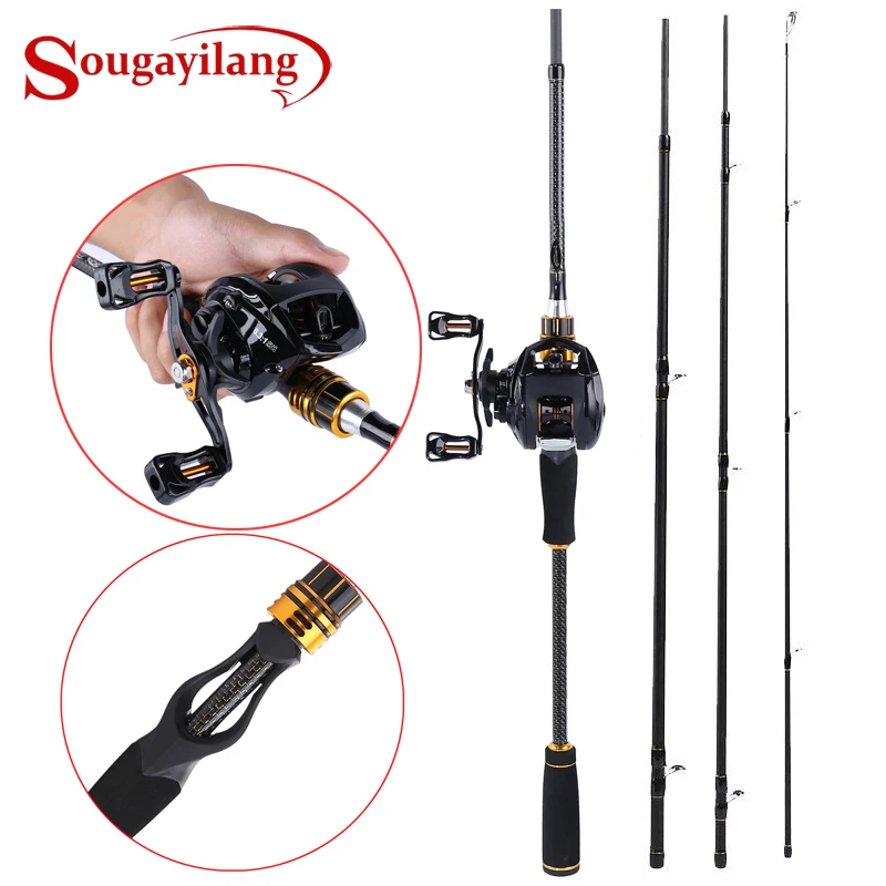  Sougayilang Casting Fishing Rod and Baitcasting Reel Combo Portable Travel Fishing Pole And 12+1BB 
