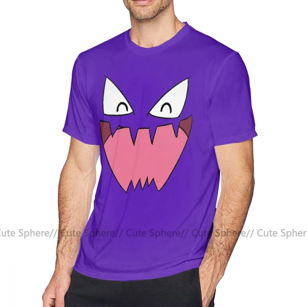Gengar футболка Haunter Face футболка Базовая 100 хлопковая Футболка с графическим рисунком с коротким рукавом Милая Мужская футболка большого размера - Цвет: Purple