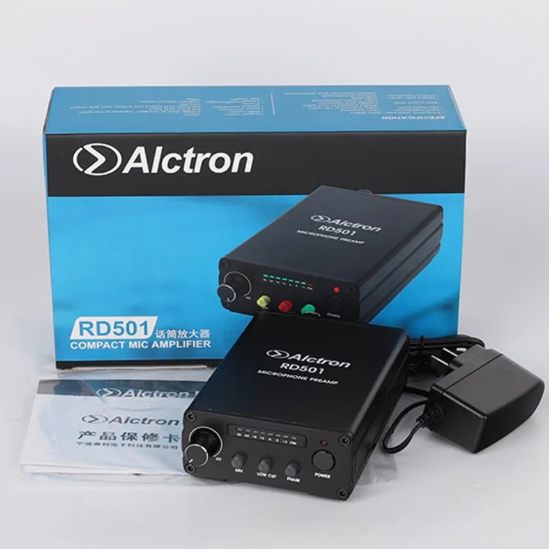 Alctron RD501 multifunction single channel microphone preamp for recording,within phase switch,48V phantom power,low cut switch