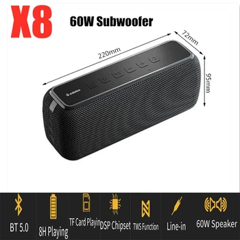

60W X8 Bluetooth speaker portable column wireless speaker waterproof subwoofer music center with 6600mAh Large capacity battery