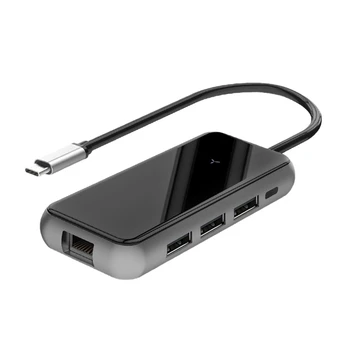 

8 in 1 USB C Hub with Ethernet Port 4K Type C to HDMI Adapter SD/TF Card Reader for HUAWEI Samsung Pro