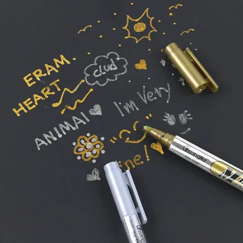 

1pc Golden Silver DIY Paint Pens Glass Metallic Marker Signature Pen Graffiti Craftwork Pens School Office Supplies Stationery