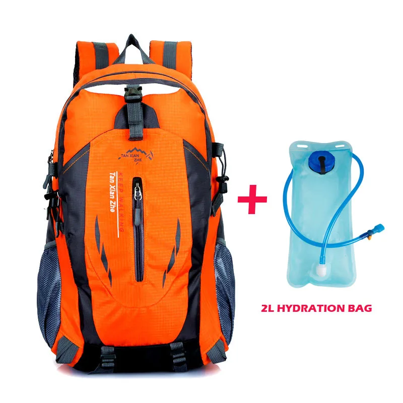 Уличный спортивный рюкзак для альпинизма, походов, путешествий, водонепроницаемый, для велосипеда, велоспорта, гидратация воды, сумка - Цвет: Orange With Hydratio