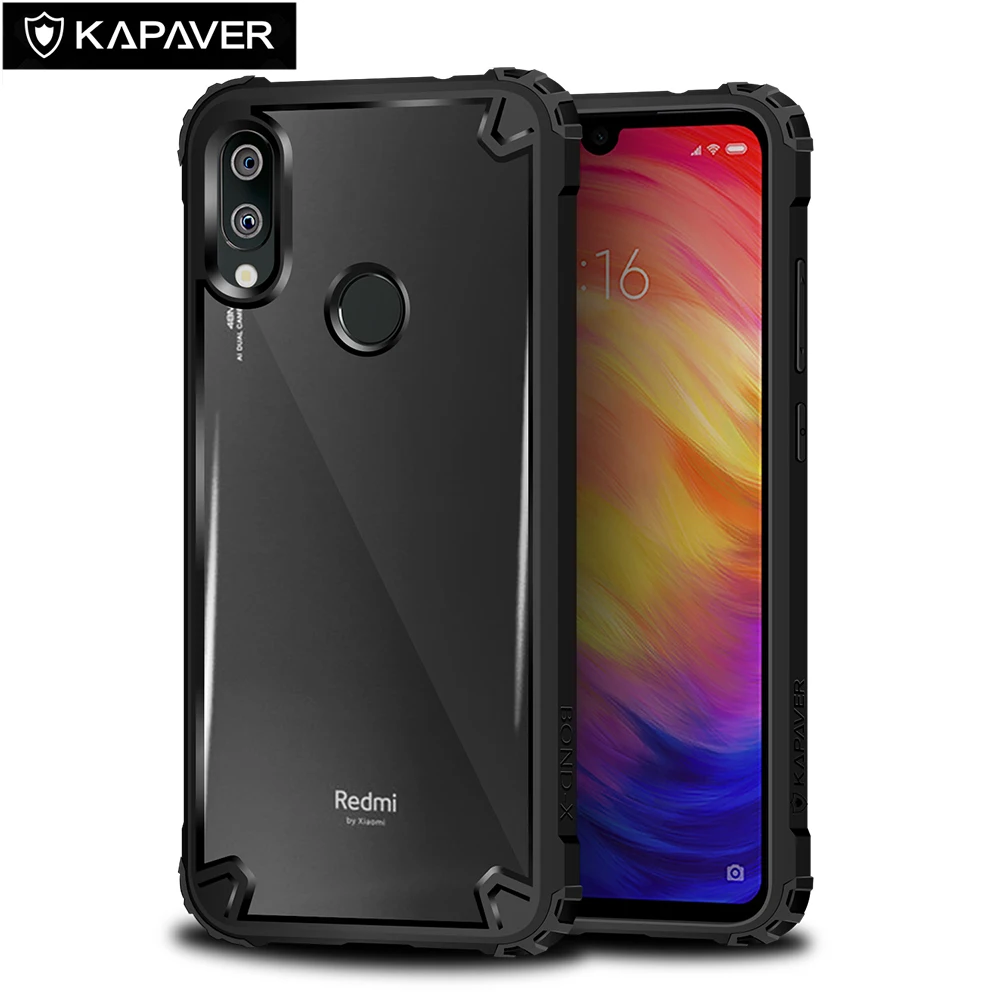 KAPAVER прозрачный гибридный жесткий чехол для Redmi Note 7/Redmi Note 7 Pro TPU бампер ударопрочный защитный задний Чехол