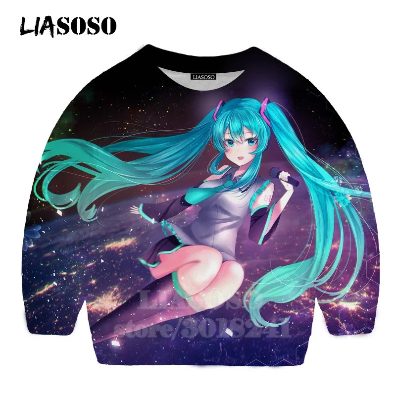 LIASOSO детей толстовки 3D принт аниме девочка Hatsune Толстовка Miku музыки детей мальчиков и девочек с круглым вырезом в стиле «хип-хоп» Детский свитер для подростков B174 - Цвет: 13