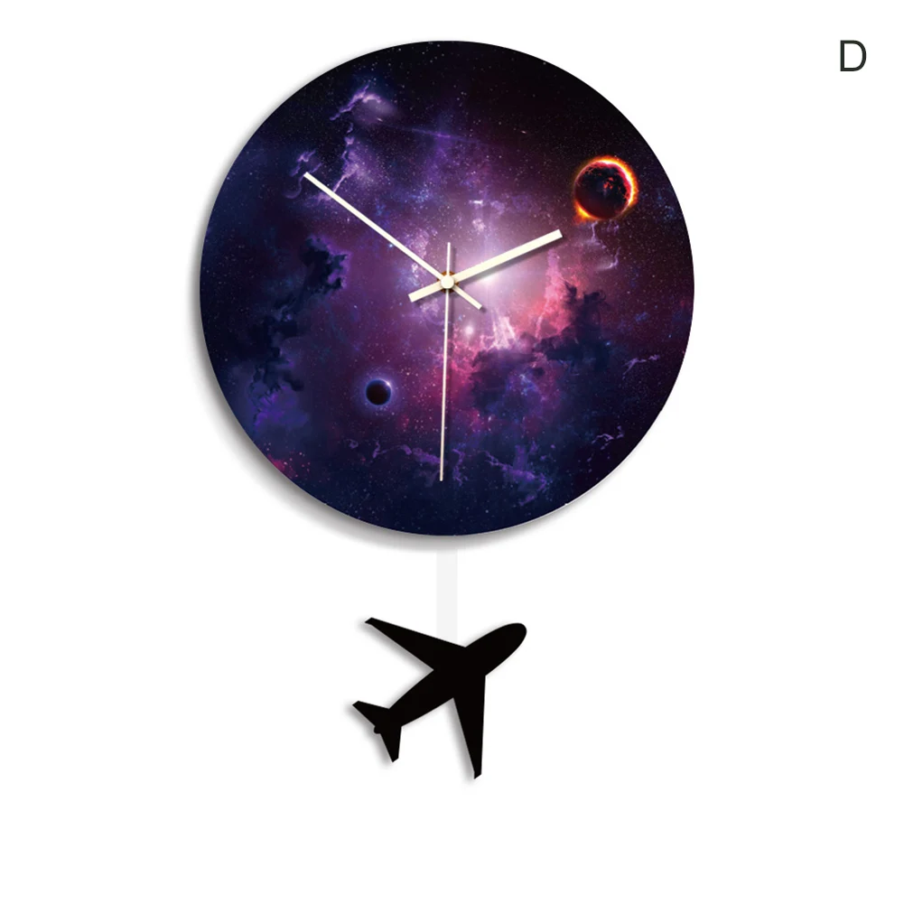 1 Pcs Wall Clock Black Hole Round Removable Durable for Home Bedroom Office E2S - Color: d