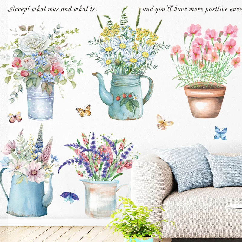 Creative Flower Pot Wall stickers For Living Room Bedroom Baseboard Removable Decals Art Home Decor Plant Sticker | Дом и сад