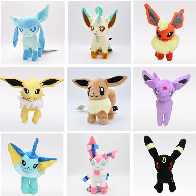 

9 Style 20 CM Eevee Plush Toys Jolteon Sylveon Espeon Vaporeon Flareon Standing Cartoon Stuffed Animal Soft Dolls Gift for Kids