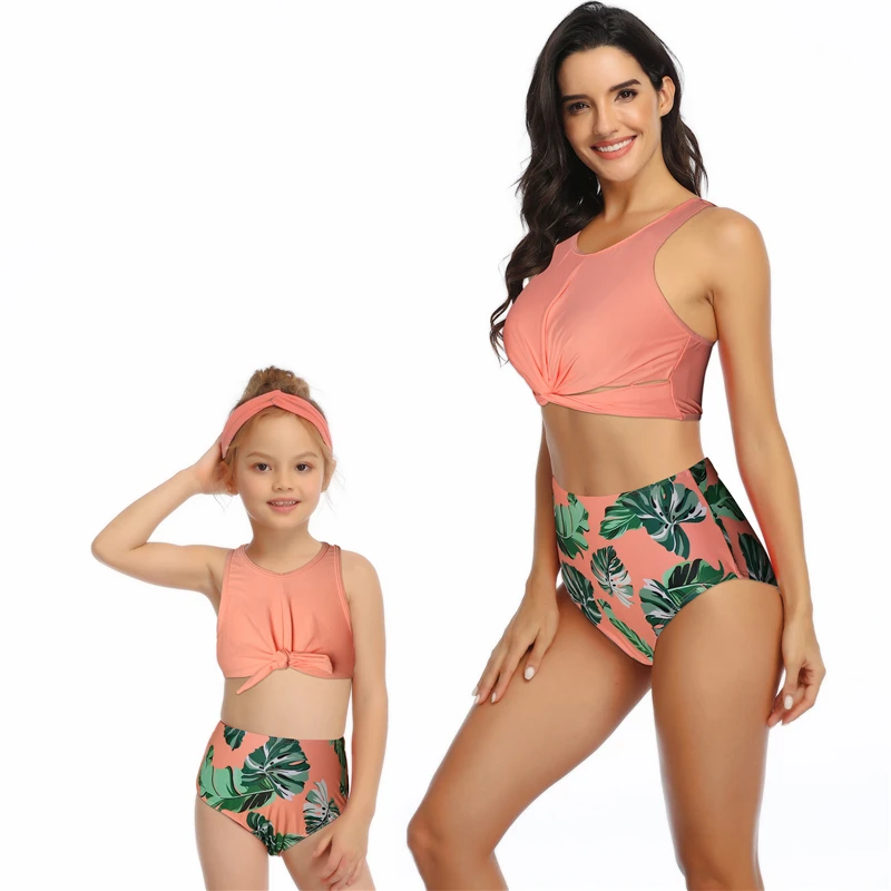 Семейный комплект бикини для мамы и дочки; коллекция года; купальный костюм для женщин; детский пляжный купальник; купальник-бикини