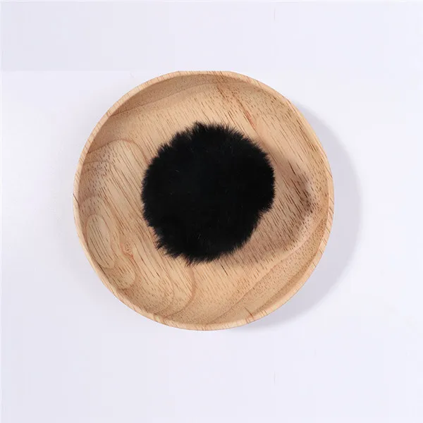 black 6 см conejo Rex pompones bolas de piel para coser en sombreros punto llavero bufanda zapatos piel Pom DIY manualidades Accesorio - Цвет: black