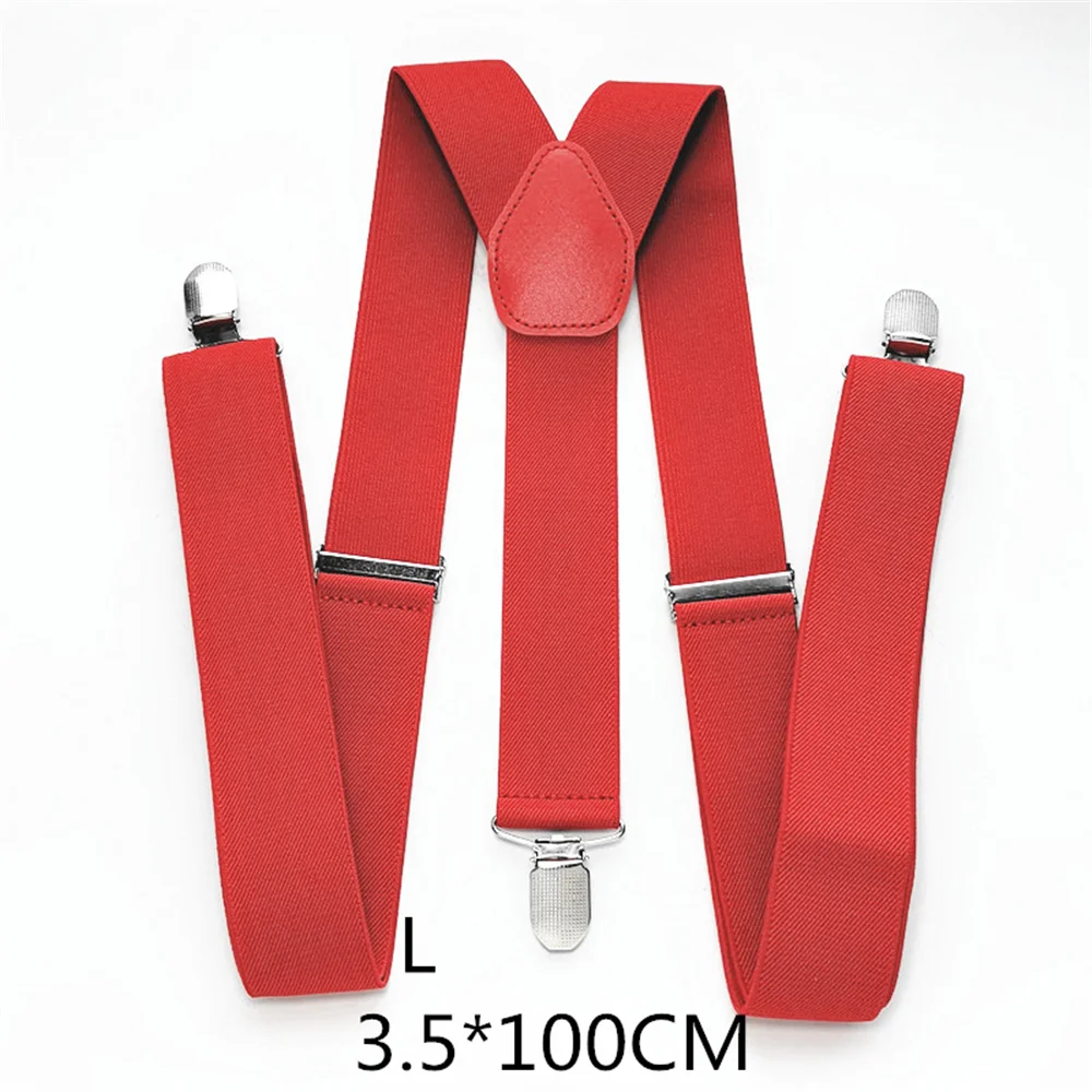 Мужские подтяжки размера плюс y-образные, одноцветные, эластичные, регулируемые подтяжки для женщин, детей, взрослых, подтяжки, аксессуары для одежды BD028 - Цвет: Red-L