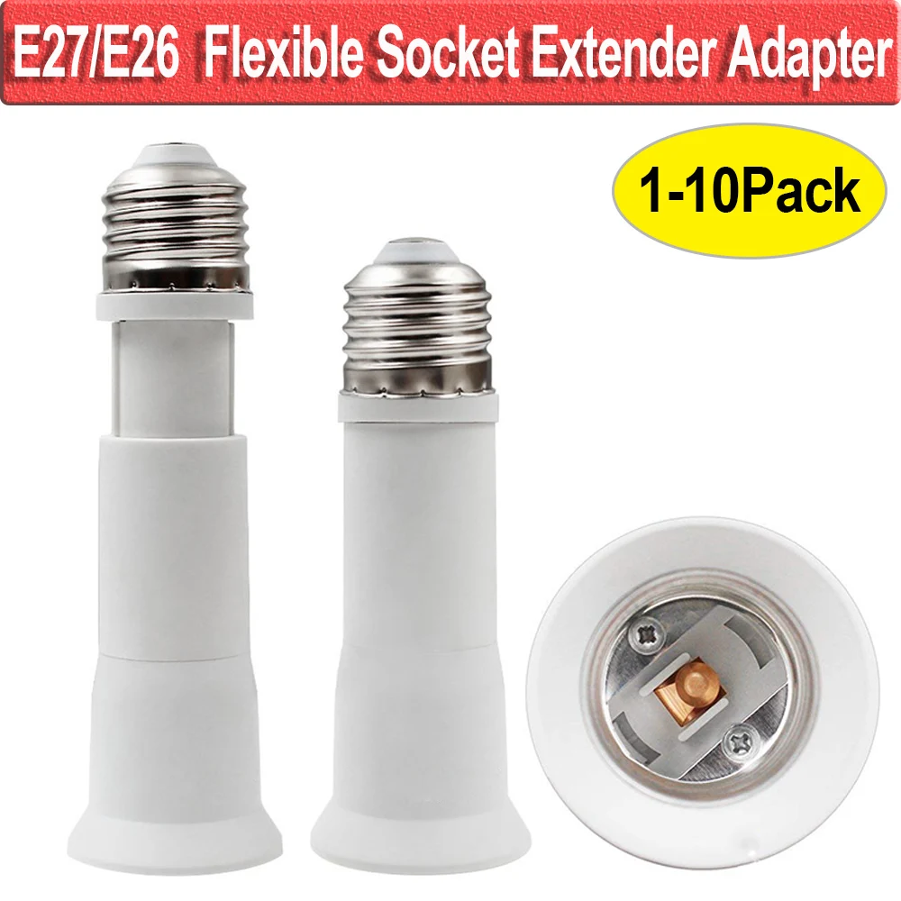 

E27 E26 Socket Extender 2.5CM Flexible Socket Extender Adapter E27/E26 to E27/E26 Edison Screw Converter Lamp Bulb Socket D40