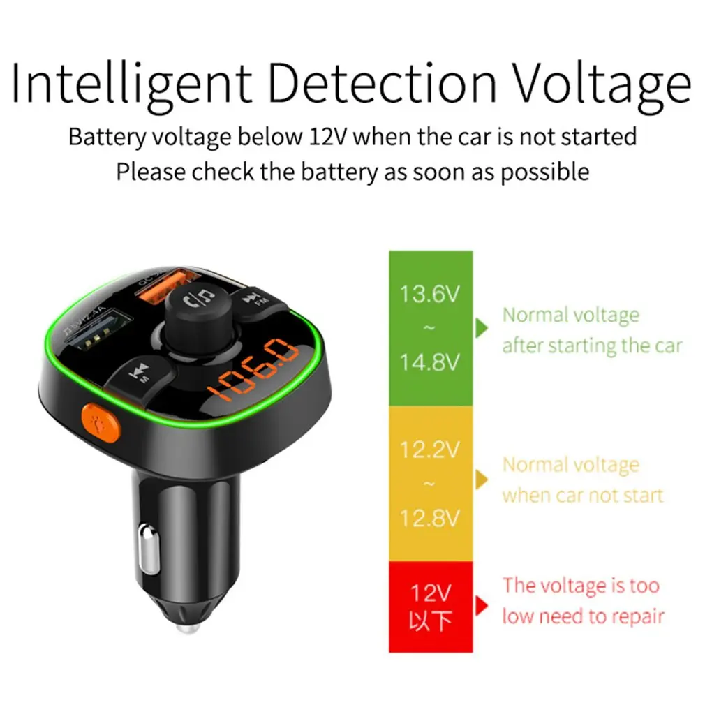 12v24v BC52 автомобильный комплект громкой связи беспроводной 5,0 fm-передатчик модулятор USB музыкальный аудио mp3-плеер автомобильный аудио