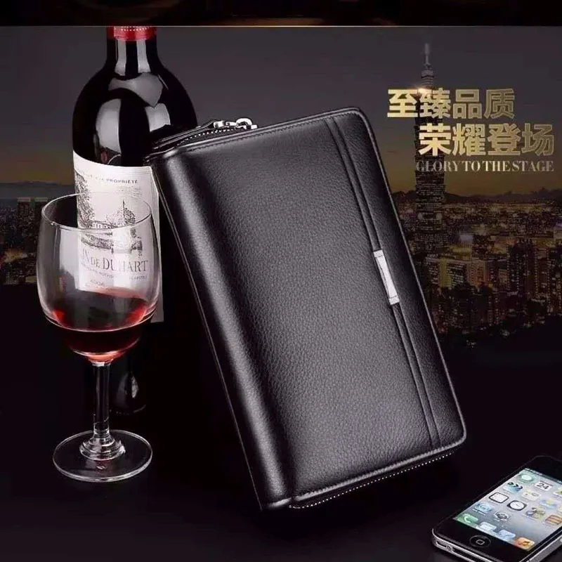 Men wallets with coin pocket long zipper coin purse men clutch business Male Wallet Double zipper Vintage Large Wallet Purse