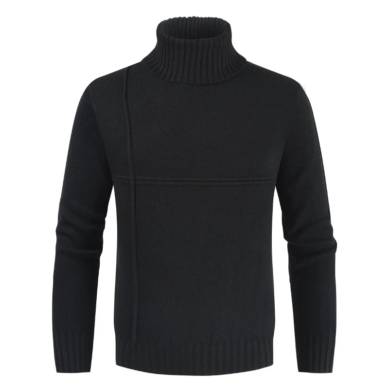 NEGIZBER 2019 Winter Off White Sweater Men Casual Striped Mens Pullovers Solid Slim Fit Warm Turtle Neck Sweater Men Pull