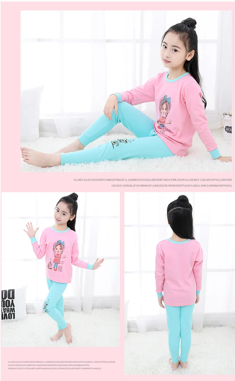 Pijamas dos Desenhos Algodão Crianças Homeswear Casual Meninos Manga Comprida Pijamas Conjunto Outono Animados Impresso Meninas Dormirwear Lounge 10 Conjuntos de pijama
