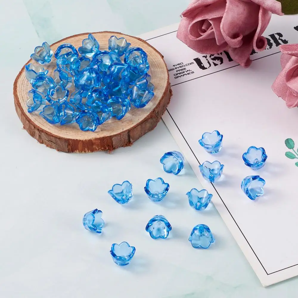 200 шт. прозрачные акриловые бусины в форме цветка 10 х6 мм|flower beads|acrylic flower beadsacrylic beads