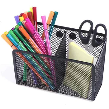 

Large Magnetic Locker Organizer Set Of 2 - Mesh Pencil Holder Baskets with Extra Strong Magnets - Marker and Pen Storage Holds S