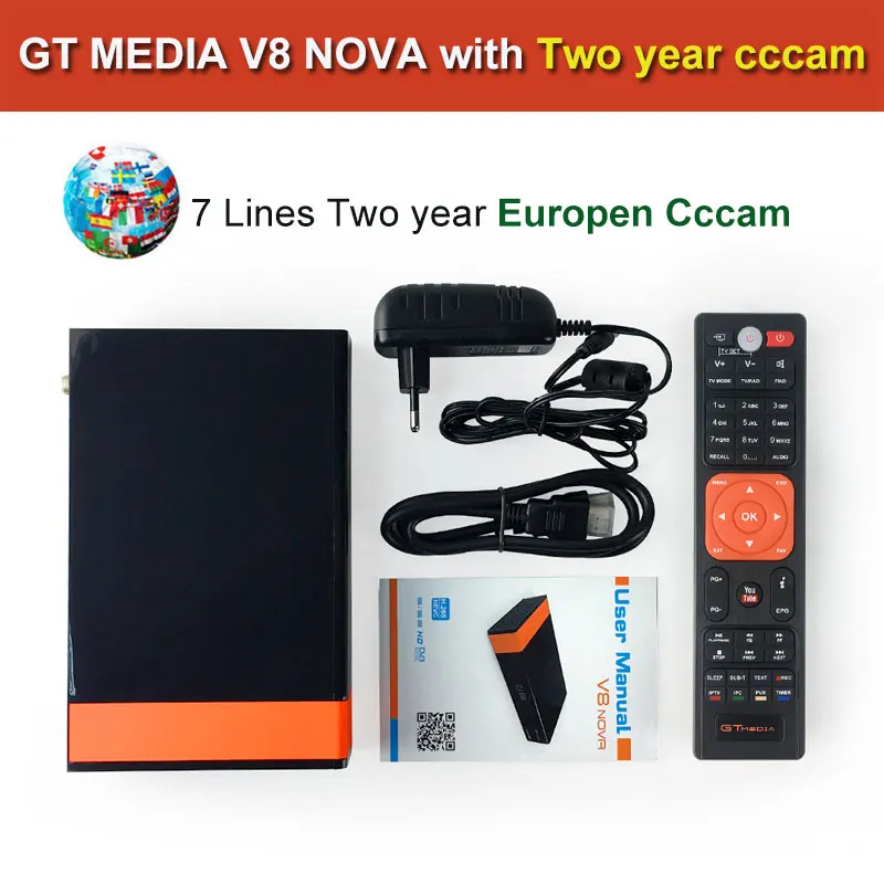 Receptor Gtmedia V8 Nova встроенный WIFI power by freesat v8 super DVB S2 Europe 5line в течение 3 лет услуги такие