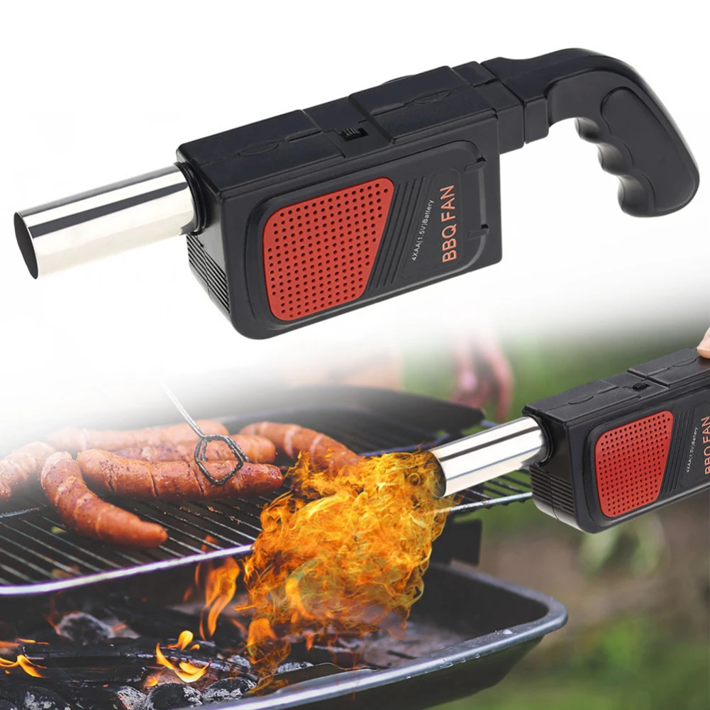 Portable Electric Barbecue BBQ Fan Air Blower Fire Bellows Camping Cooking