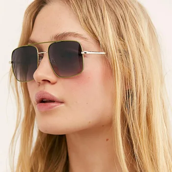 

Luxury Designer Square Sunglasses Women Men Vintage Metal Frame Oversized Shade Female Driving Eyewear Oculos De Sol Masculino