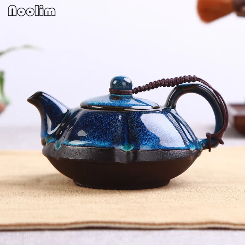 Портативный синий глазурованный чайник с ручкой чайник ручной работы кунг-фу водяной горшок китайский чай церемония поставки чайный набор кунг-фу подарок