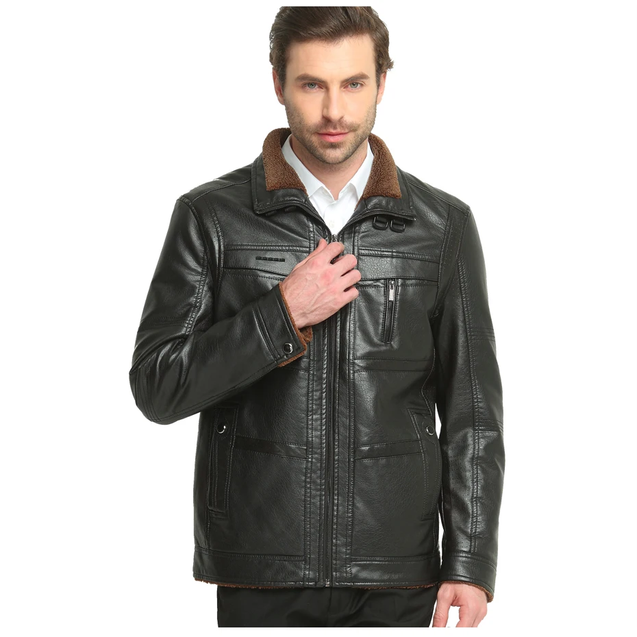 Jaqueta de couro masculino кожаные куртки мужские пальто Высококачественная верхняя одежда из искусственной кожи мужская деловая зимняя куртка из искусственного меха 18969-5