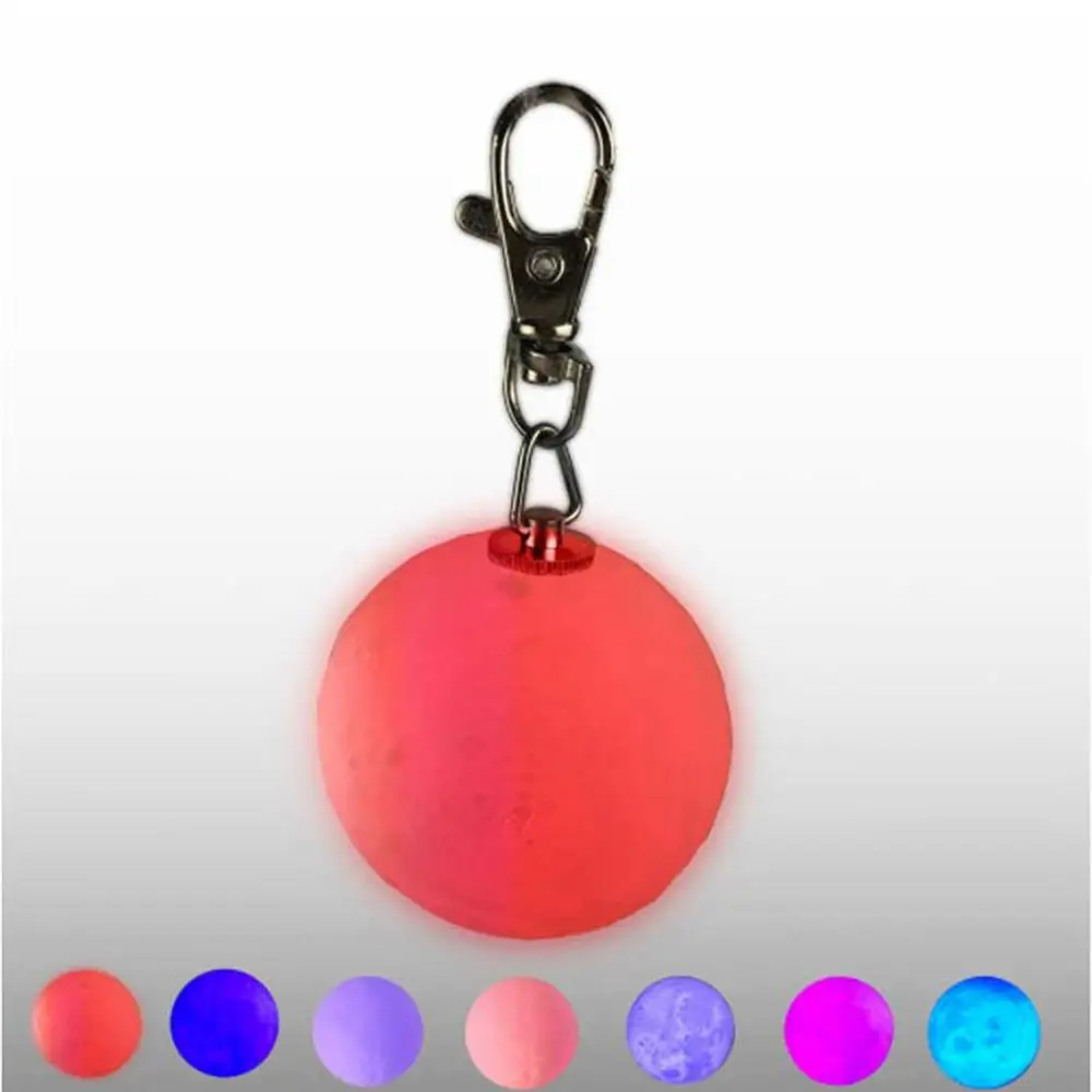 RGB with ring Мини 3D Лунная лампа, брелок, Ночной светильник, белый светильник, прочные и практичные подарочные украшения, брелок для ключей, сумка для телефона, ремень - Испускаемый цвет: RGB with ring