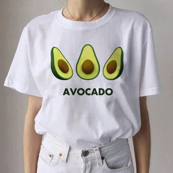 

Kawaii Cartoon Avocado Short Sleeve T-Shirt Women Casual Avocado Graphic Tops Female Tee Summer Women T-Shirts Tops