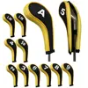 High Quality 12Pcs Rubber Neoprene Golf Head Cover Golf Club Iron Putter Protect Set Number Printed with Zipper Long Neck 4