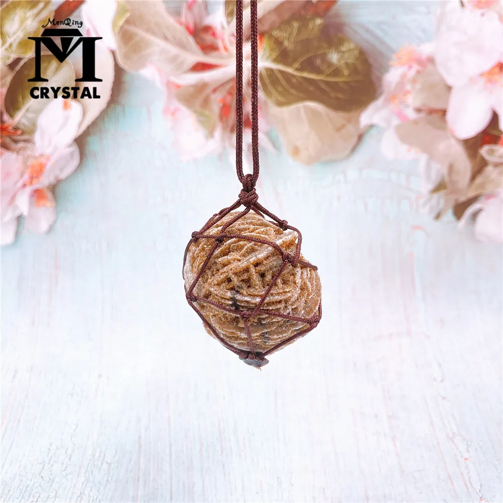 Collana Di Gioielli In Pietra Di Amore Curativa Di Cristallo Di Cristallo Di Pietra Di Cristallo Di Rosa Naturale Del Deserto