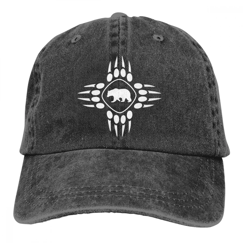 Zia варежки медвежьи лапки символ Casquette черный унисекс Мужские Женские джинсовые бейсболка с ремешком кепки Регулируемая шляпа для гольфа папа