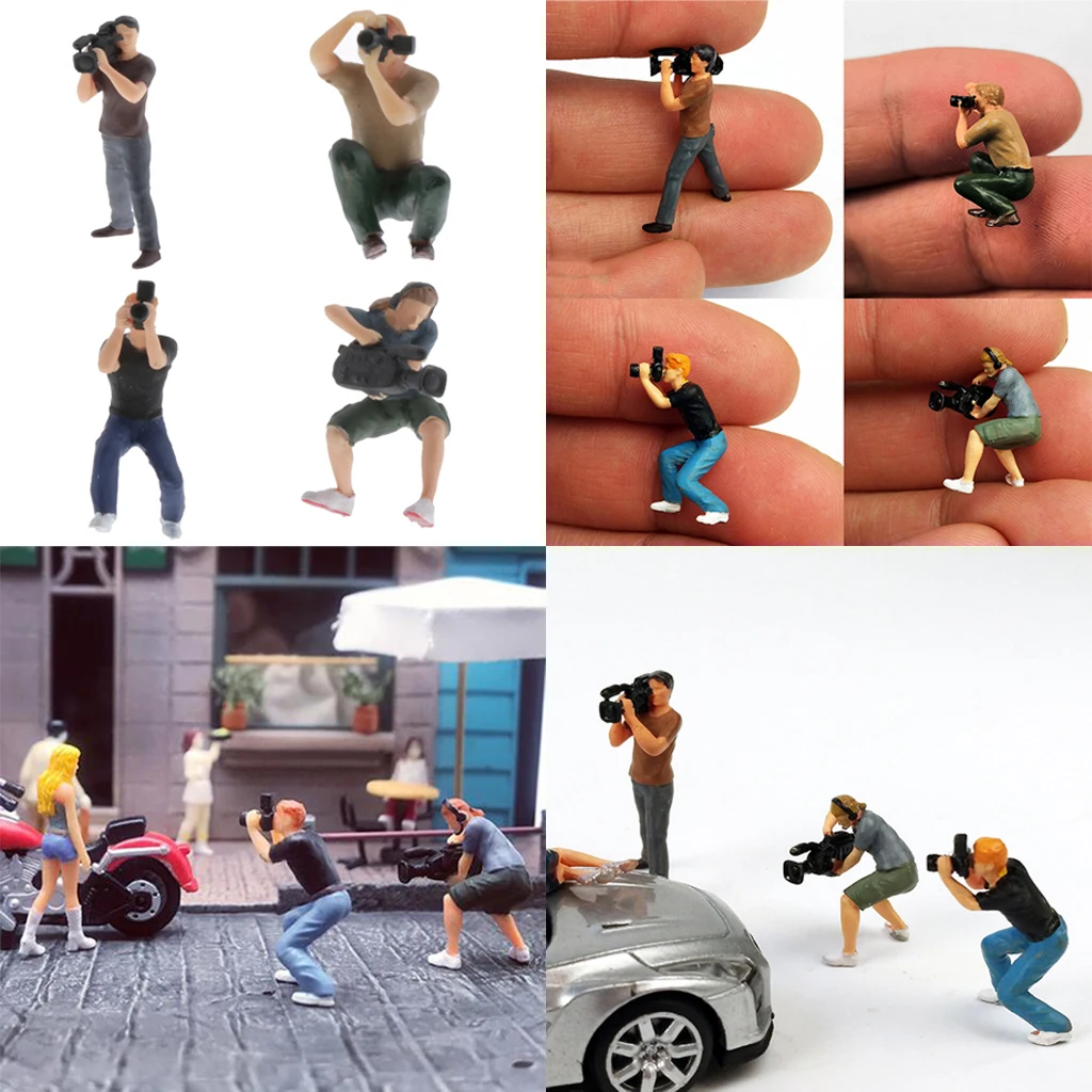 1:64 Miniature Scene People Model Realistic Photographer Figurine Scenario Character for  Diorama