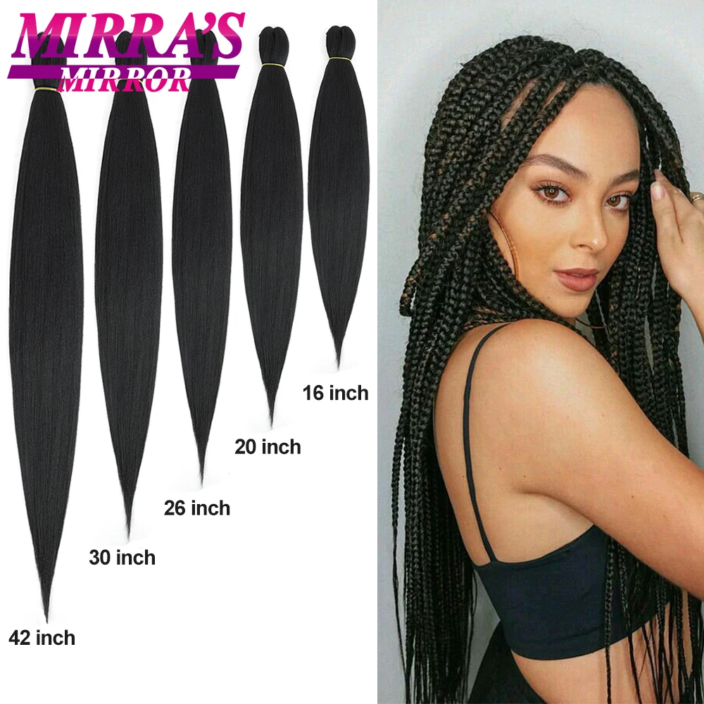 Mirras Mirror-extensiones de cabello sintético para mujer Afro, Pelo trenzado recto con degradado Jumbo, ajuste de agua caliente